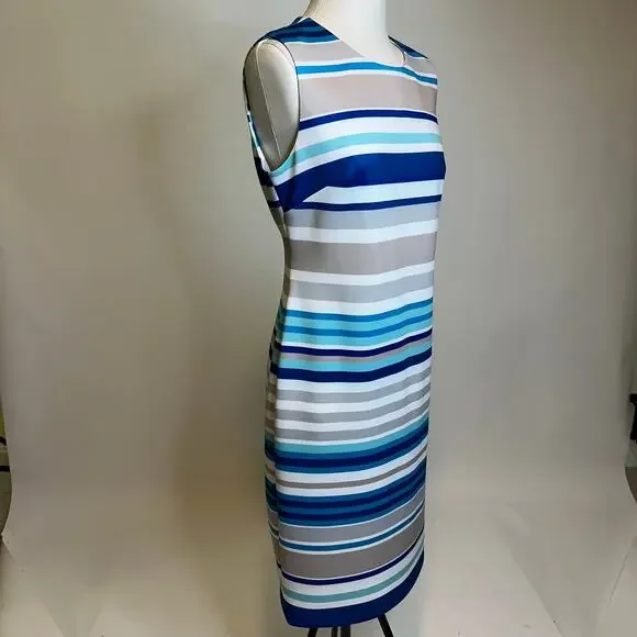 Calvin Klein Blue Striped Midi Dress - Picture 3 of 11